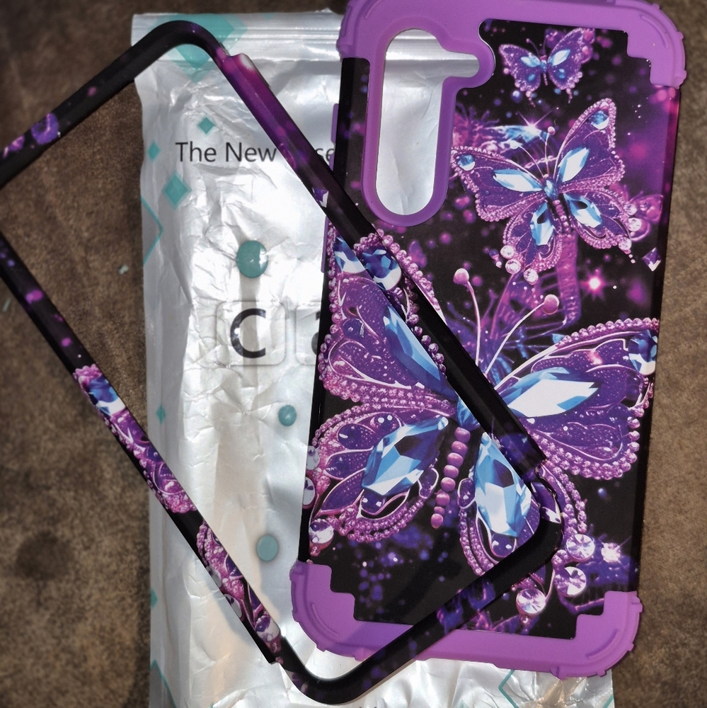 New Samsung S23 Plus Full Cover Case Putple Butterflies
